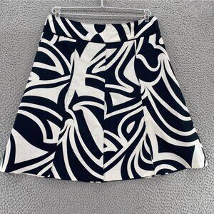 Ann Taylor Skirt Women 6 Black White Abstract Mini A Line Cotton Everyday Casual